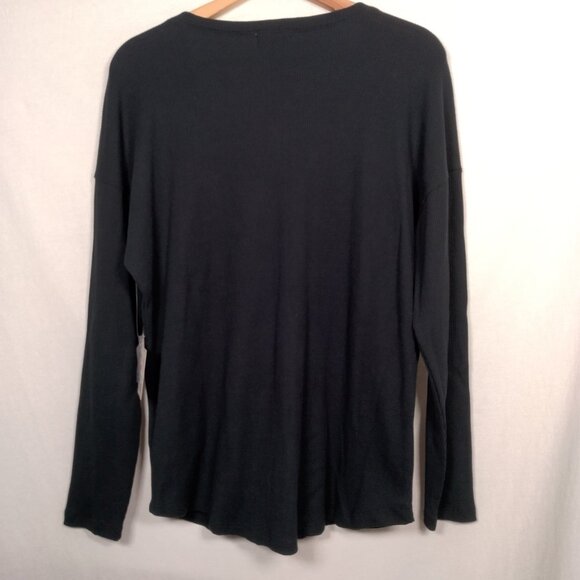 Wrangler Wrancher Shirt Women Lare Blue Waffle Knit Thermal Top Long Slv Button - Picture 2 of 10